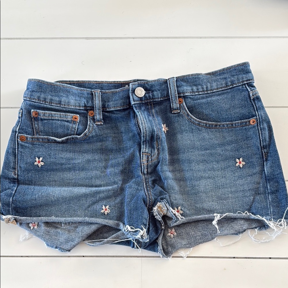 Denim Floral Embroidered Women's Shorts